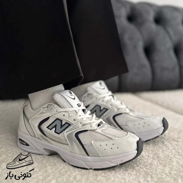 کتونی زنانه نیوبالانس سفید سرمه ای