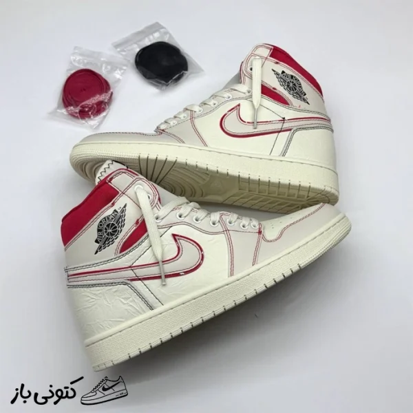 کتونی خارجی یونیسکس نایک جردن وان رد فانتوم کرم قرمز ساقدار Jordan 1 High Red Phantom