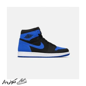 کتونی خارجی یونیسکس نایک کفش جردن وان رویال ریمیجن مشکی آبی ساقدار Jordan 1 Royal Reimagined