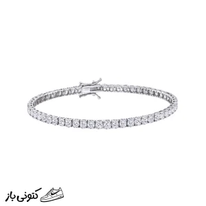 دستبند نقره زنانه مدل تنیسی رودیوم کد 15
