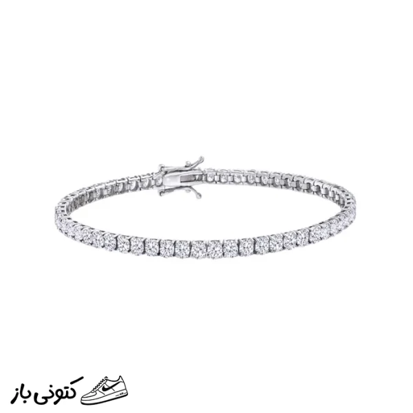 دستبند نقره زنانه مدل تنیسی رودیوم کد 15