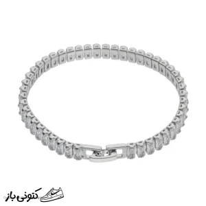 دستبند زنانه سنگی مدل تنیسی با آبکاری طلا کد 8