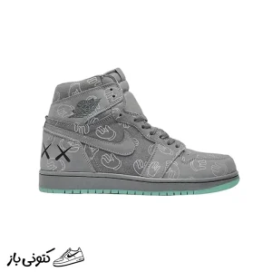 کتونی خارجی مردانه جردن وان رترو کاز طوسی Jordan 1 Retro Kaws