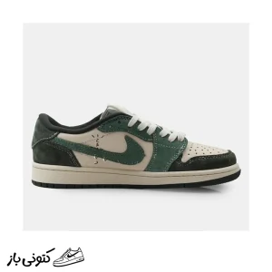 کتونی خارجی مردانه نایک جردن تراویس گوچی کرم سبز روشن Jordan 1 x Travis Scott