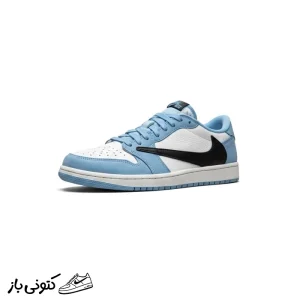 کتونی خارجی مردانه جردن وان تراویس سفید آبی روشن Jordan 1 Low Travis Scott